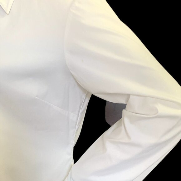 ST. JOHN Cotton Blend Satin Trim Button Down Top Sz 10 #139C - Picture 11 of 14